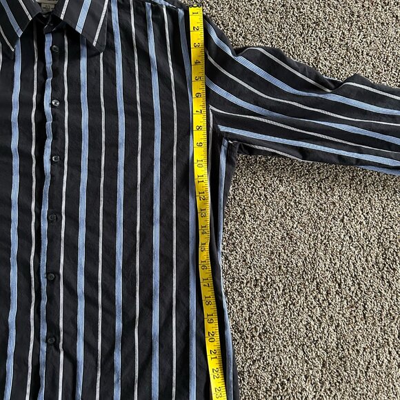 Le Chateau Men's Button Down Dress Shirt Dark Blue with Stripes Size L - Picture 9 of 9